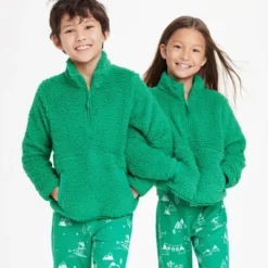 Kids' Faux Shearling Matching Family Half Zip-Up Pullover - Wondershop™ Green -Wondershop GUEST 072daf44 a631 432a a247 f924db0ef3e9