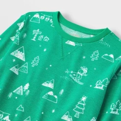 Kids' Ski Scene Matching Family Thermal Pajama Set - Wondershop™ Green -Wondershop GUEST 09791790 abd7 44a7 9a17 1be5e271b5cb