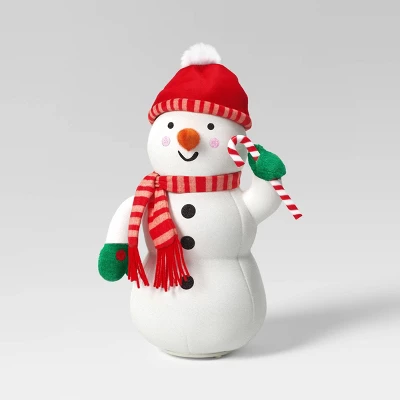 12.5" Battery Operated Animated Plush Snowman Figurine - Wondershop™ White 3 12.5" Battery Operated Animated Plush Snowman Figurine - Wondershop™ White - Image 3