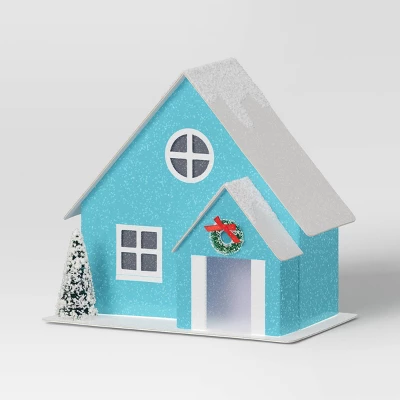 12pc Battery Operated Glittered Paper Christmas Village Set With Bottle Brush Trees And Snowmen - Wondershop™ White/Pink/Blue 7 12pc Battery Operated Glittered Paper Christmas Village Set With Bottle Brush Trees And Snowmen - Wondershop™ White/Pink/Blue - Image 7