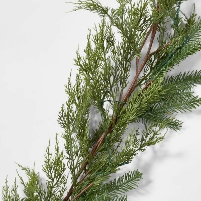 9' Pre-Lit Battery Operated LED Artificial Mixed Greenery Christmas Garland Warm White Lights - Wondershop™ 1 9' Pre-Lit Battery Operated LED Artificial Mixed Greenery Christmas Garland Warm White Lights - Wondershop™