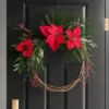 24" Poinsettia Flower And Vine Artificial Christmas Wreath Red - Wondershop™