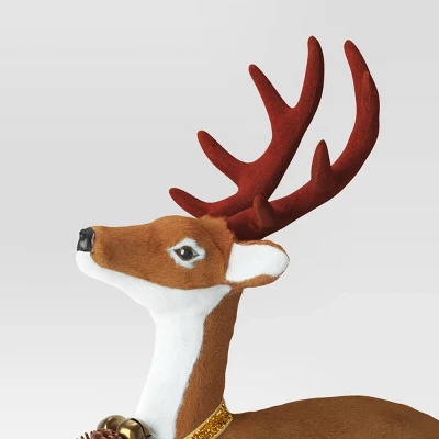 17" Flocked Deer With Greenery Animal Sculpture - Wondershop™ Brown 2 17" Flocked Deer With Greenery Animal Sculpture - Wondershop™ Brown - Image 2