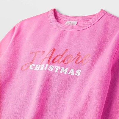 Kids' J'Adore Christmas Matching Family Sweatshirt - Wondershop™ Pink 3 Kids' J'Adore Christmas Matching Family Sweatshirt - Wondershop™ Pink - Image 3