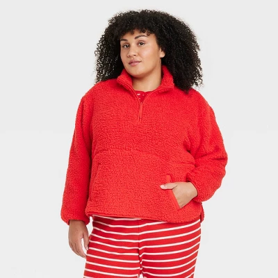 Women's Faux Shearling Matching Family Half Zip Pullover - Wondershop™ Red 4 Women's Faux Shearling Matching Family Half Zip Pullover - Wondershop™ Red - Image 4