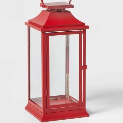 17" Decorative Metal Christmas Lantern Red - Wondershop™ 2 17" Decorative Metal Christmas Lantern Red - Wondershop™ - Image 2