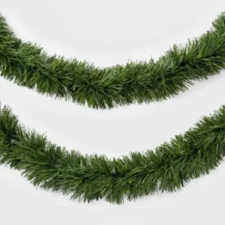 18' Pre-Lit Artificial Pine Christmas Garland Green With Clear Lights - Wondershop™