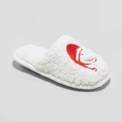 Kid's Holiday Santa Happy Face Scuff Slippers - Wondershop™ Cream -Wondershop GUEST 4e9e1014 9fc2 4b8c 829c 3c6016cef287