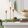 3pc Taper Metal Christmas Candle Holder Set Gold - Wondershop™