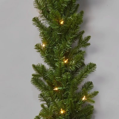 9' Pre-Lit Balsam Fir Artificial Christmas Garland Green With Clear Lights - Wondershop™ 2 9' Pre-Lit Balsam Fir Artificial Christmas Garland Green With Clear Lights - Wondershop™ - Image 2