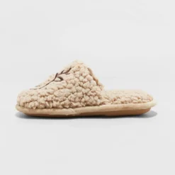 Kids' Holiday Reindeer Happy Face Scuff Slippers - Wondershop™ Brown