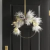 22" Pre-lit Flocked Mixed Pine With Glittered Pinecones Gold Hoop Artificial Christmas Wreath Warm White Lights - Wondershop™