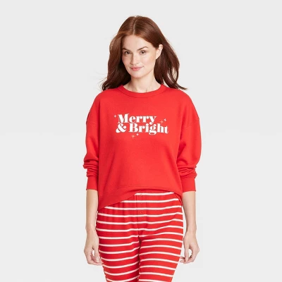Women's Merry & Bright Matching Family Sweatshirt - Wondershop™ Red 3 Women's Merry & Bright Matching Family Sweatshirt - Wondershop™ Red - Image 3