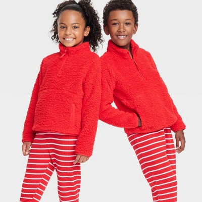 Kids' Faux Shearling Matching Family Half Zip-Up Pullover - Wondershop™ Red 5 Kids' Faux Shearling Matching Family Half Zip-Up Pullover - Wondershop™ Red - Image 5
