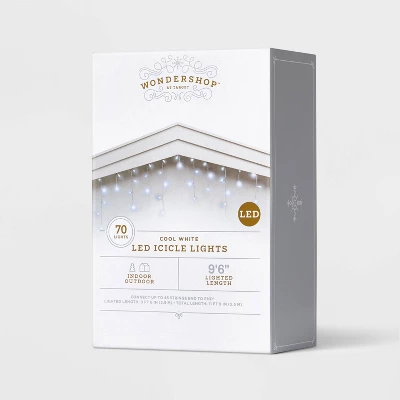 70ct LED Christmas Icicle Lights Cool White With White Wire - Wondershop™ 3 70ct LED Christmas Icicle Lights Cool White With White Wire - Wondershop™ - Image 3
