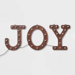 Hanging Lit 'JOY' Sign Brushed Bronze With Warm White Lights - Wondershop™ -Wondershop GUEST 97ae30fd a11c 47c1 8915 1f1cf78aaf51