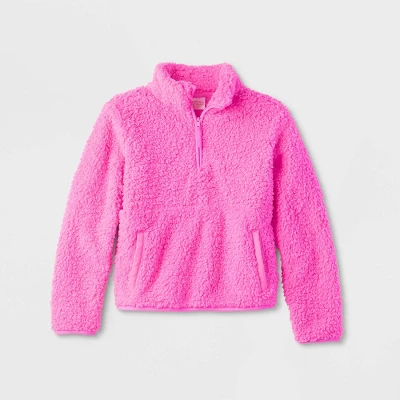 Kids' Faux Shearling Matching Family Half Zip-Up Pullover - Wondershop™ Pink 1 Kids' Faux Shearling Matching Family Half Zip-Up Pullover - Wondershop™ Pink