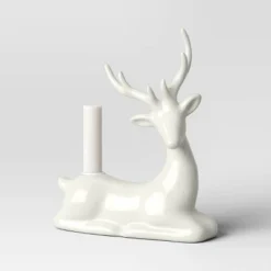 8.25" Taper Crackled Ceramic Deer Christmas Candle Holder White - Wondershop™ -Wondershop GUEST 9e94e409 2e85 4313 a7dd f2b16fdd0709