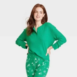 Women's Matching Family Thermal Pajama Top - Wondershop™ Green -Wondershop GUEST a6442f58 85fa 42be 8bde f38f13d09415