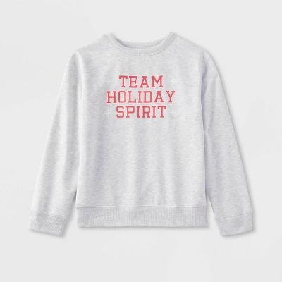 Kids' Team Holiday Spirit Matching Family Sweatshirt - Wondershop™ Gray 1 Kids' Team Holiday Spirit Matching Family Sweatshirt - Wondershop™ Gray