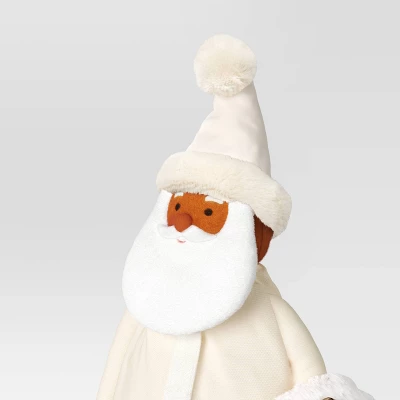 22.5" Fabric Santa Sculpture With Bell Wreath - Wondershop™ White 2 22.5" Fabric Santa Sculpture With Bell Wreath - Wondershop™ White - Image 2