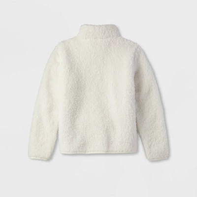 Kids' Faux Shearling Matching Family Half Zip-Up Pullover - Wondershop™ White 2 Kids' Faux Shearling Matching Family Half Zip-Up Pullover - Wondershop™ White - Image 2
