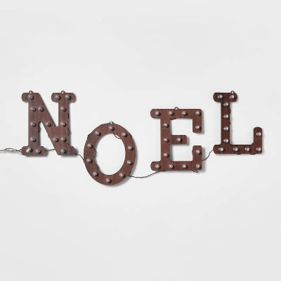 Hanging Lit Wood 'NOEL' Sign Brushed Bronze With Warm White Lights - Wondershop™ 2 Hanging Lit Wood 'NOEL' Sign Brushed Bronze With Warm White Lights - Wondershop™ - Image 2