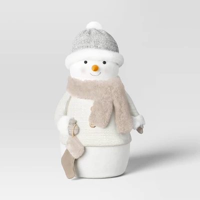 Fabric Snowman Figurine With Stocking - Wondershop™ White 3 Fabric Snowman Figurine With Stocking - Wondershop™ White - Image 3