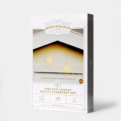 2pk Christmas LED Starburst Novelty Sculpture With 140 Warm White Twinkle Lights - Wondershop™ 1 2pk Christmas LED Starburst Novelty Sculpture With 140 Warm White Twinkle Lights - Wondershop™