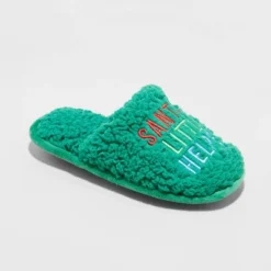 Kids' Holiday Santa's Little Helper Scuff Slippers - Wondershop™ Green -Wondershop GUEST ee7be785 1901 4631 890d b3f69008815c