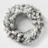 28in Pre-lit Flocked Artificial Cashmere Christmas Wreath Clear Lights - Wondershop™