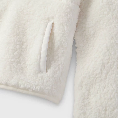 Kids' Faux Shearling Matching Family Half Zip-Up Pullover - Wondershop™ White 3 Kids' Faux Shearling Matching Family Half Zip-Up Pullover - Wondershop™ White - Image 3