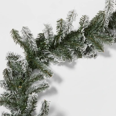 9' Pre-Lit Flocked Artificial Pine Christmas Garland Green With Clear Lights - Wondershop™ 1 9' Pre-Lit Flocked Artificial Pine Christmas Garland Green With Clear Lights - Wondershop™