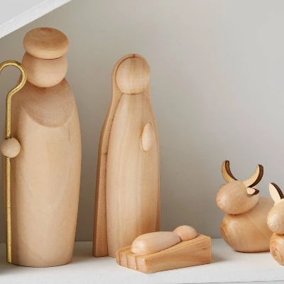 5pc Wood Nativity Decorative Figurine Set - Wondershop™ 2 5pc Wood Nativity Decorative Figurine Set - Wondershop™ - Image 2